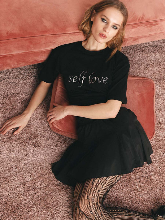 T-shirt with Rhinestones "SELF LOVE"
