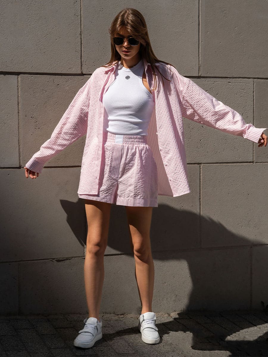 Long Sleeve Shirt with a Pink Stripe