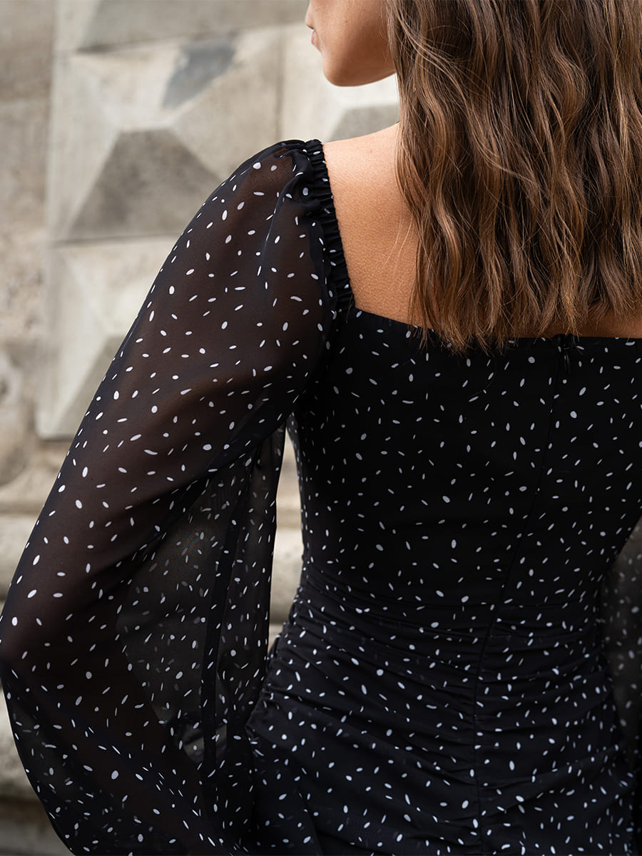Long Sleeve Mini Dress with Drapery