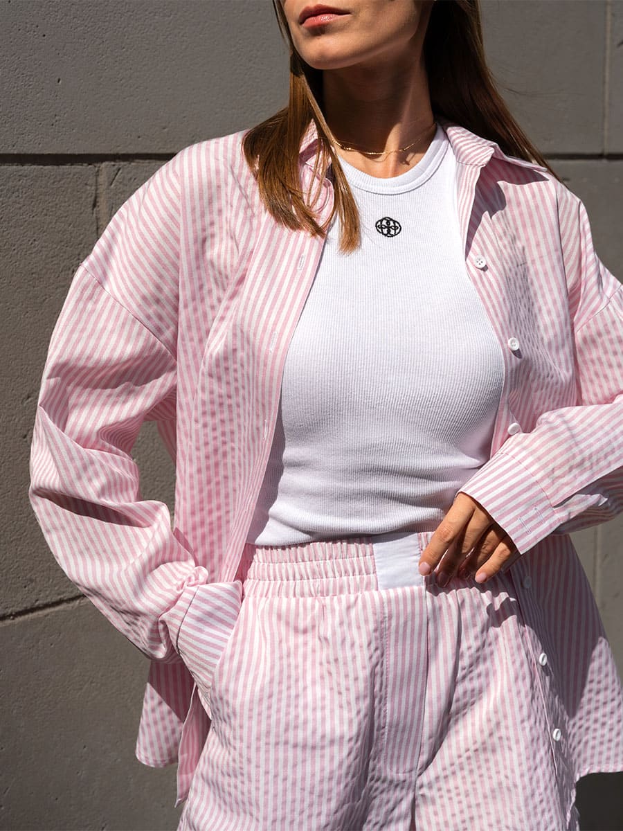 Long Sleeve Shirt with a Pink Stripe