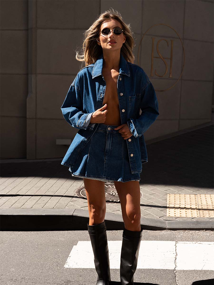 Mini skirt-shorts blue denim