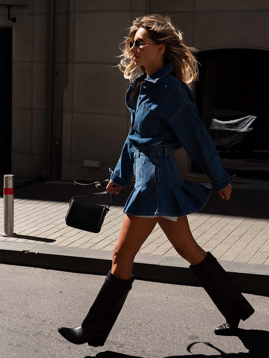 Mini skirt-shorts blue denim