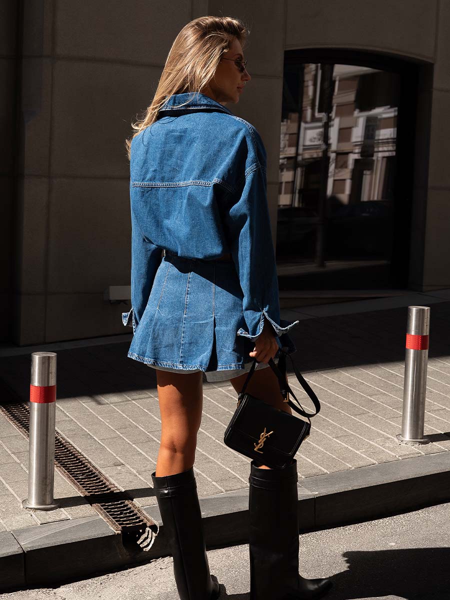 Mini skirt-shorts blue denim
