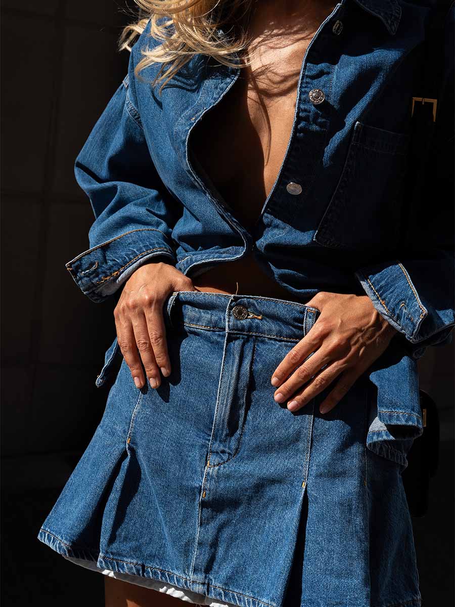 Mini skirt-shorts blue denim