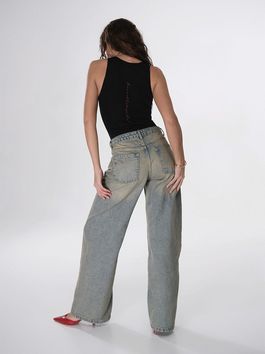 Sleeveless Bodysuit with Flower