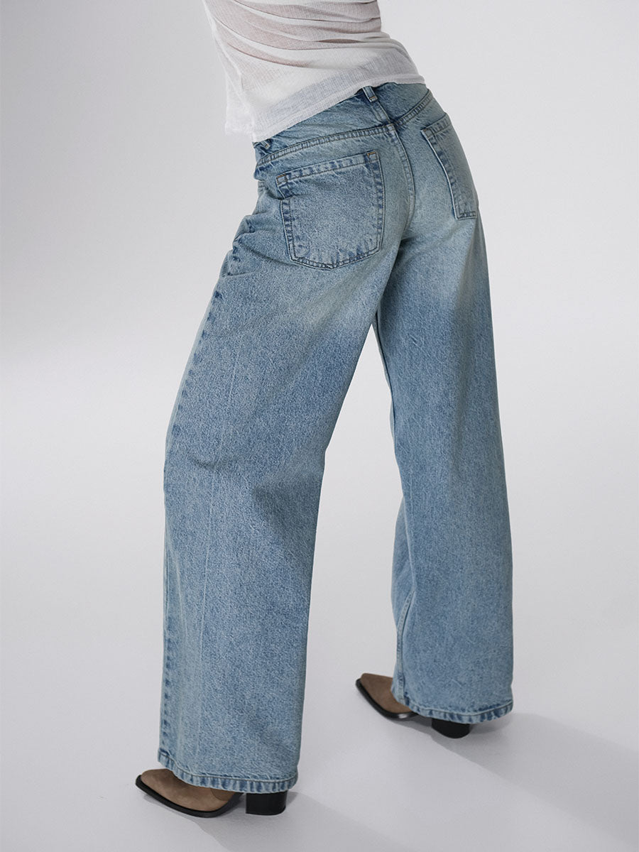 Palazzo Jeans with Logo Embroidery on the Pocket
