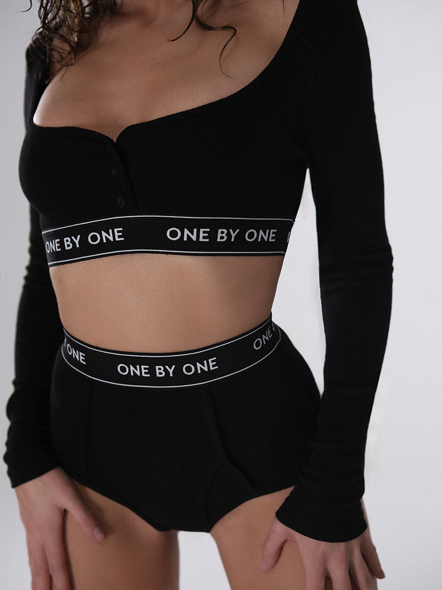 Set Underwear and Long Sleeve Top with Branded Elastic