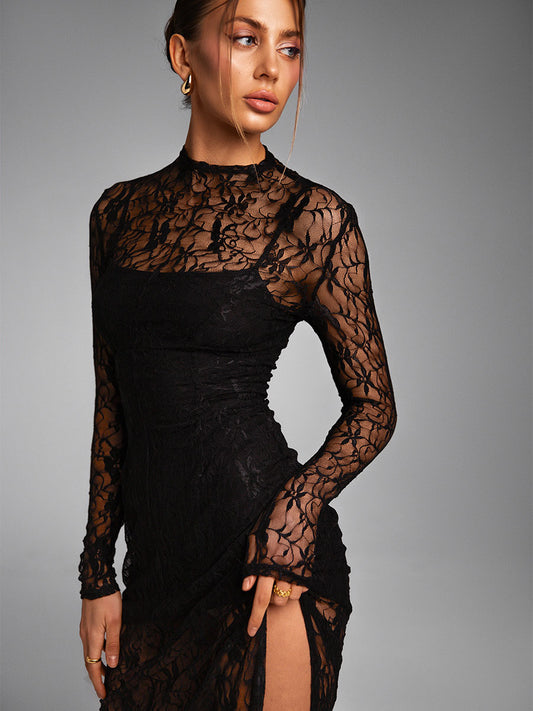 Lace Dress with a Knitted Bottom
