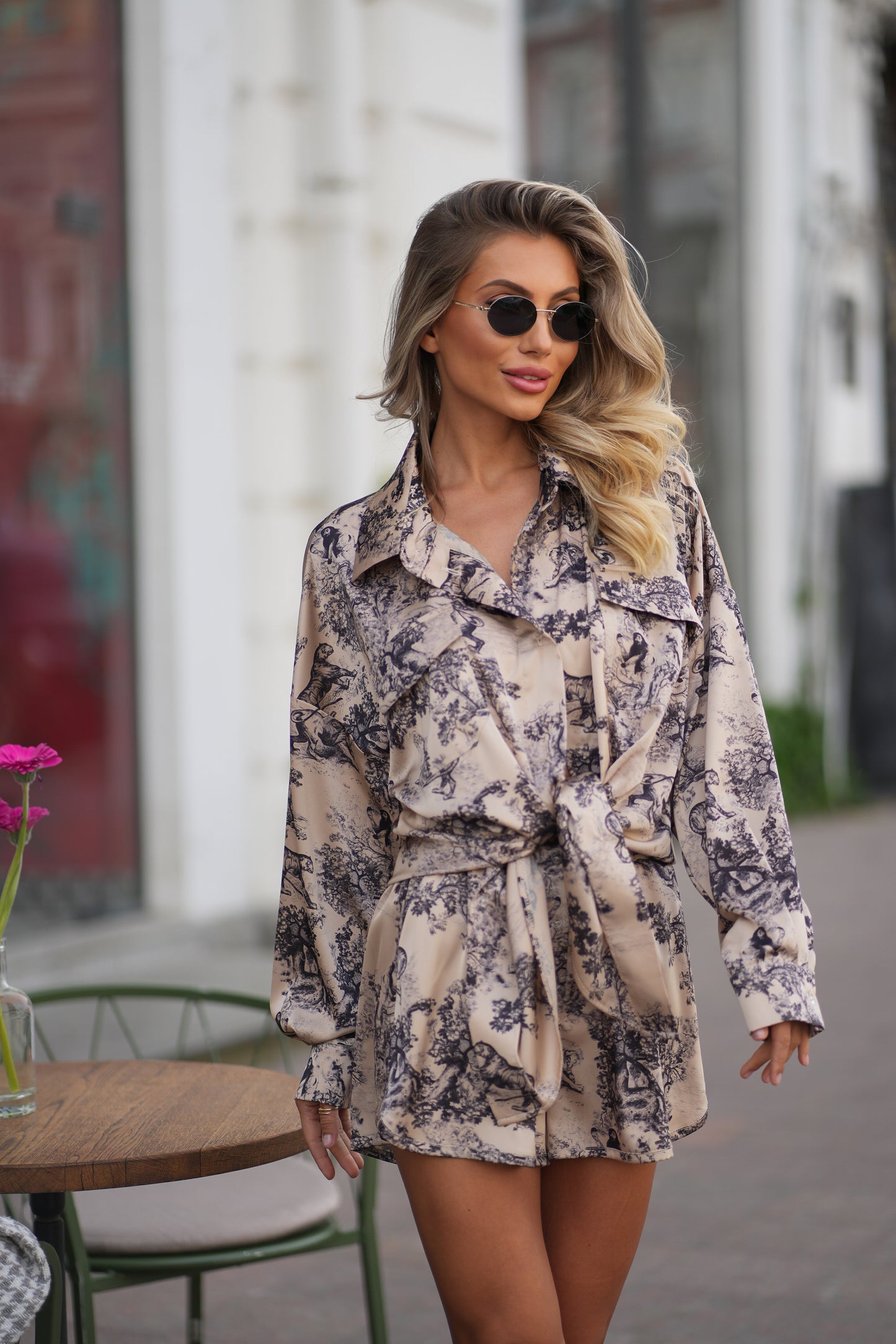 Silky suit "SAFARI CHIC" 2 pieces
