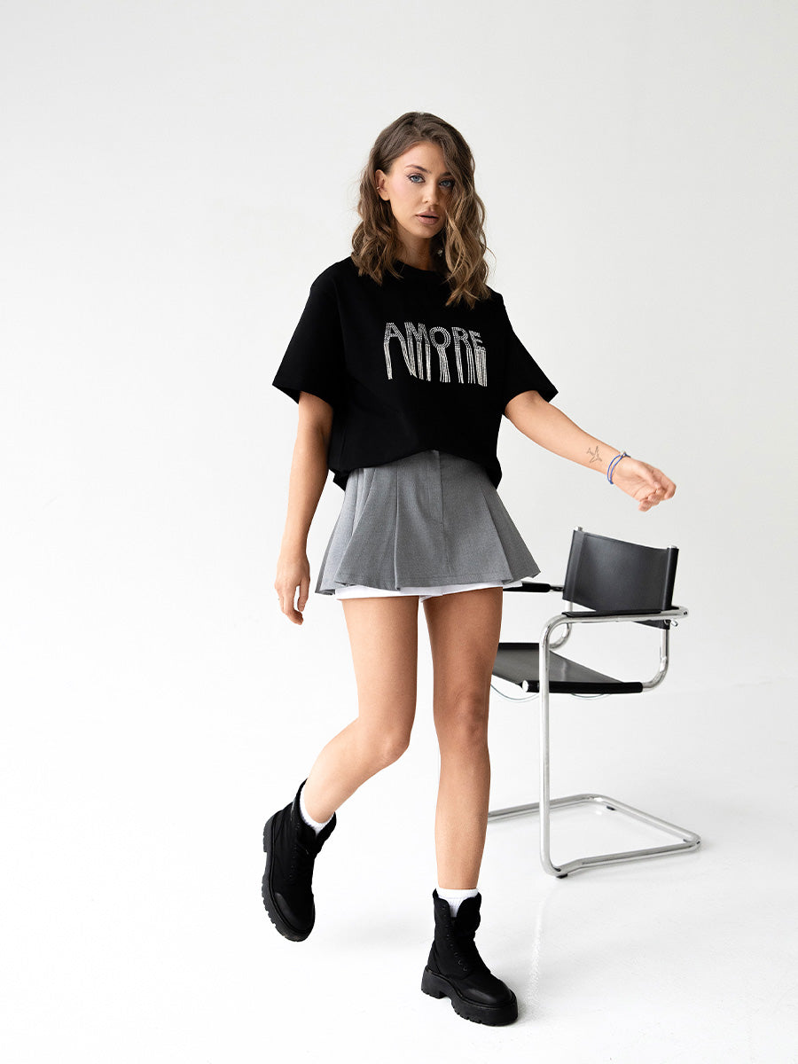 T-Shirt with Rhinestone "Amore"
