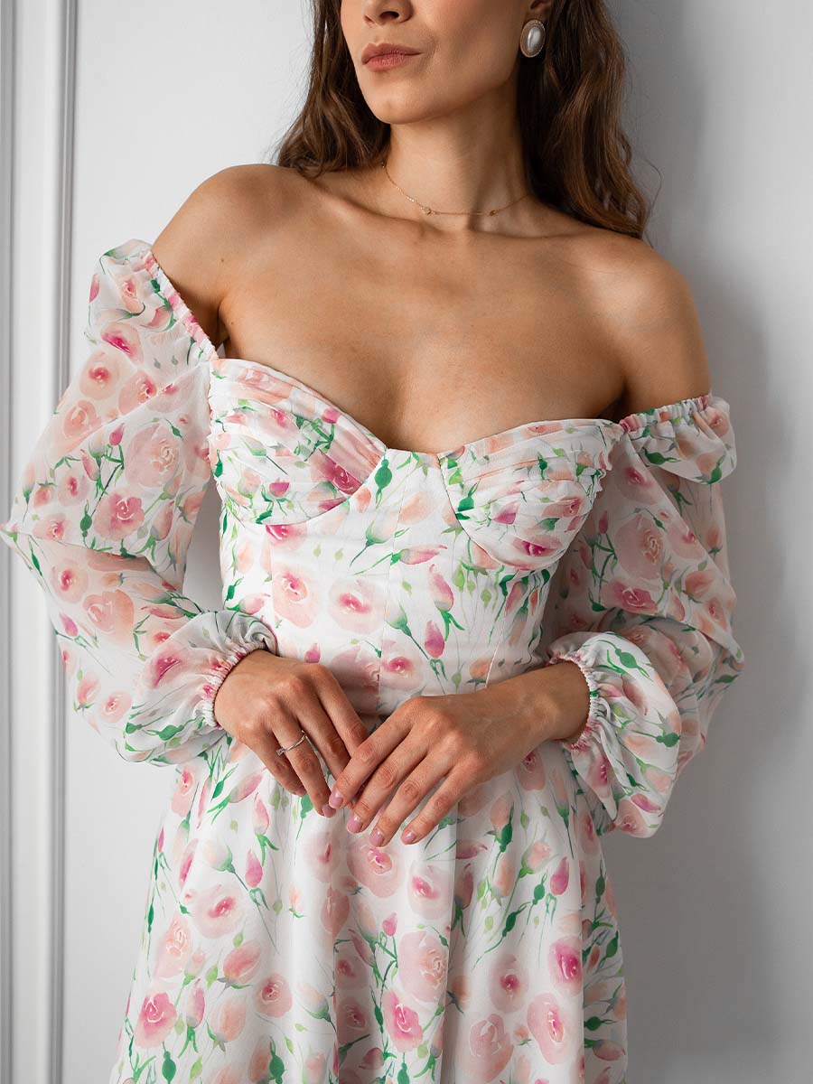 Mini Bustier Dress with Roses