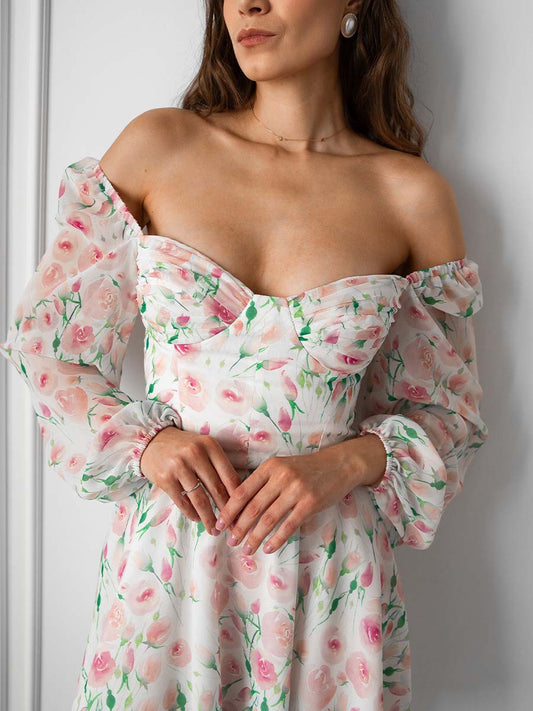 Mini Bustier Dress with Roses