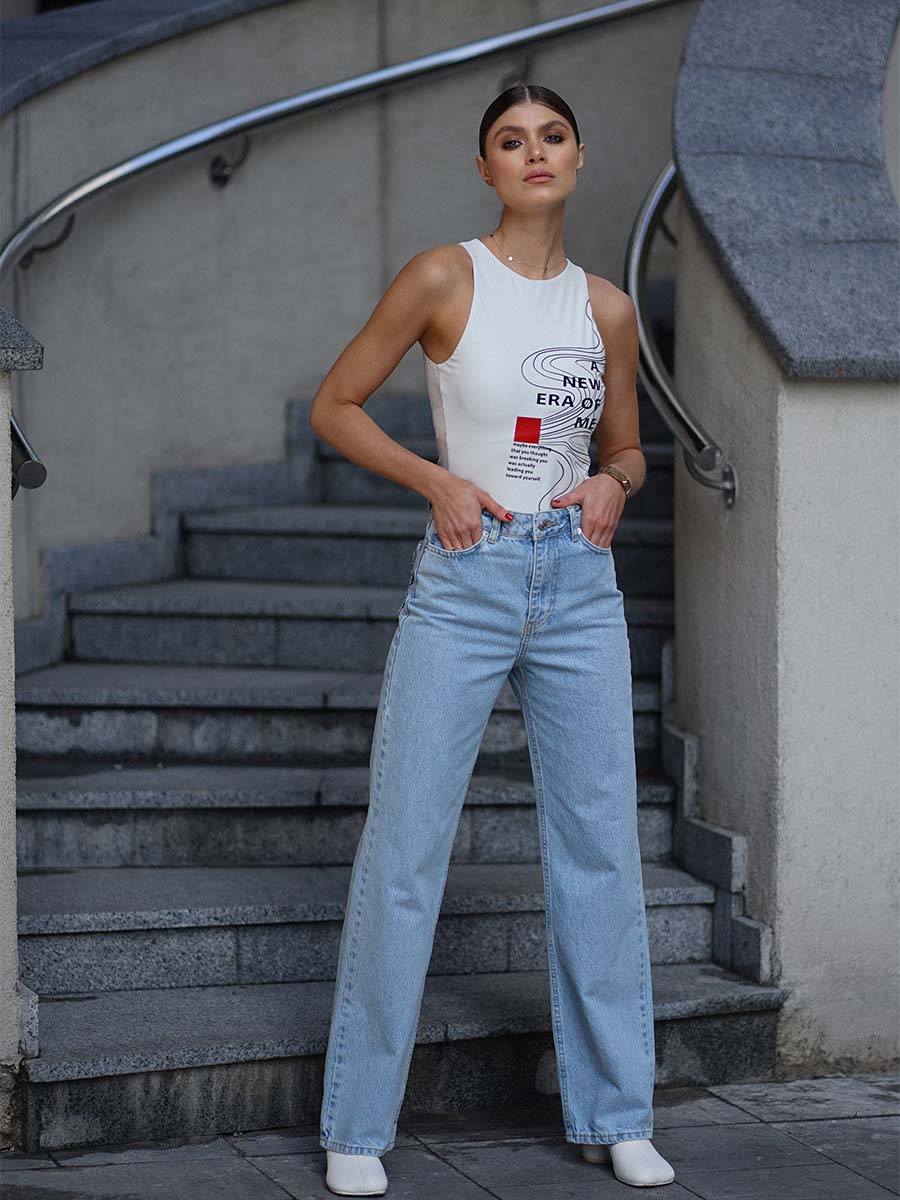 Straight Fit Jeans, Patch on the Pocket