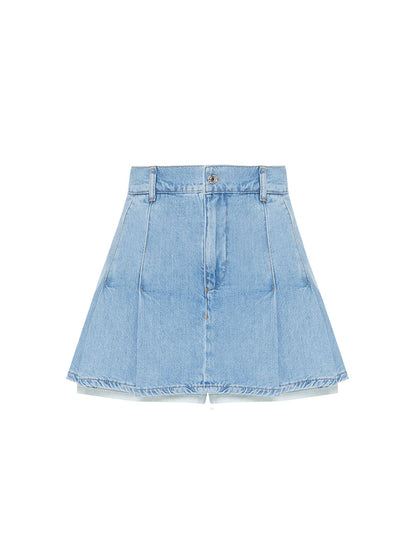 Mini skirt-shorts blue denim
