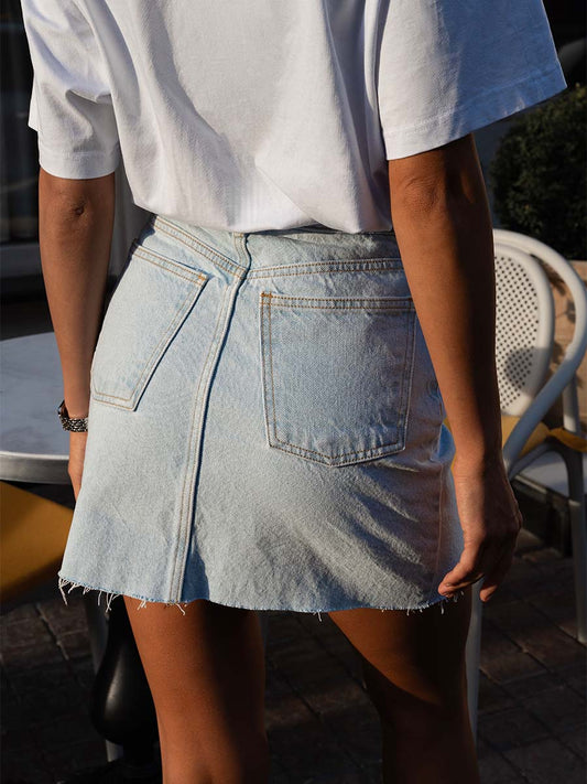 Light Blue Mini Denim Skirt