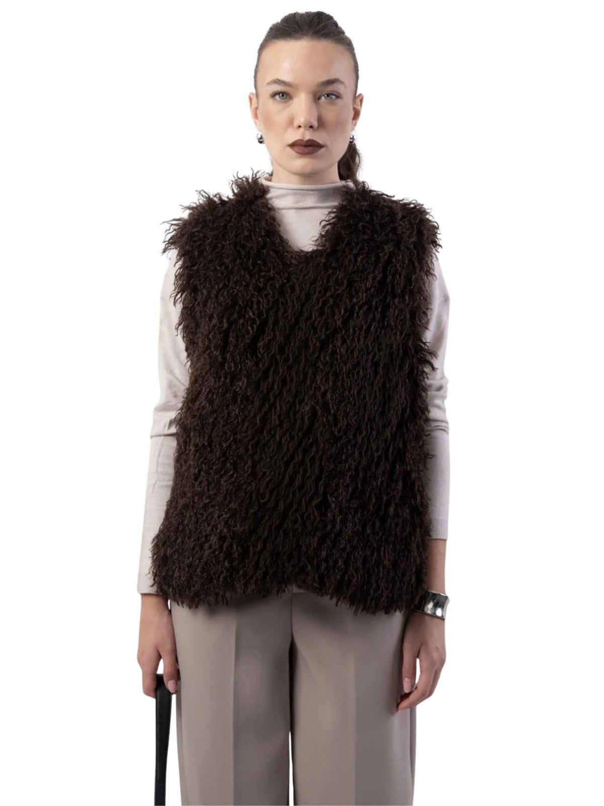 Soft Cloud Fur Gilet - Dark Chocolate